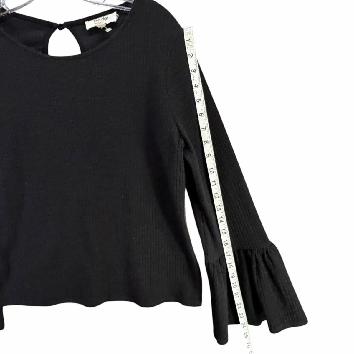 Anthropologie Porridge Joan Bell Sleeved Top Womens M Black Ribbed Boho Chic Size M - Image 10