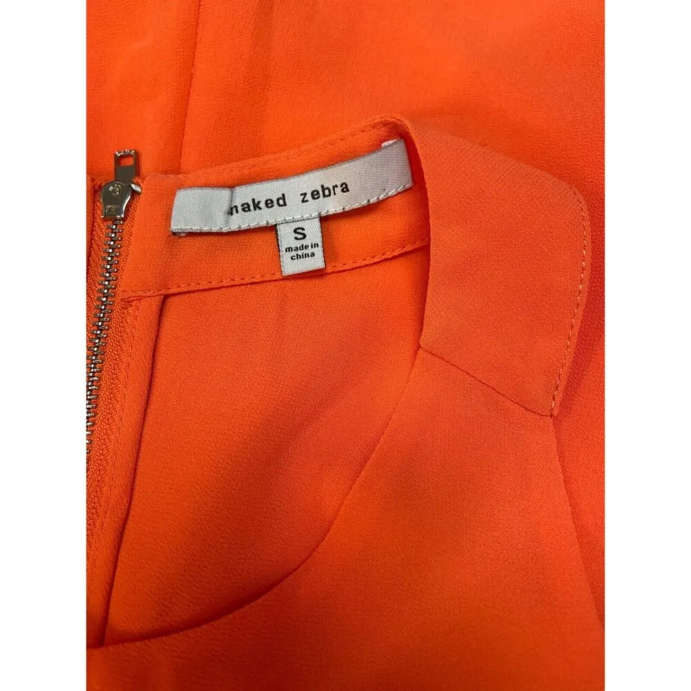 Naked Zebra Romper Womens S Sleeveless T Back Dressy Summer Vacation Orange - Image 7