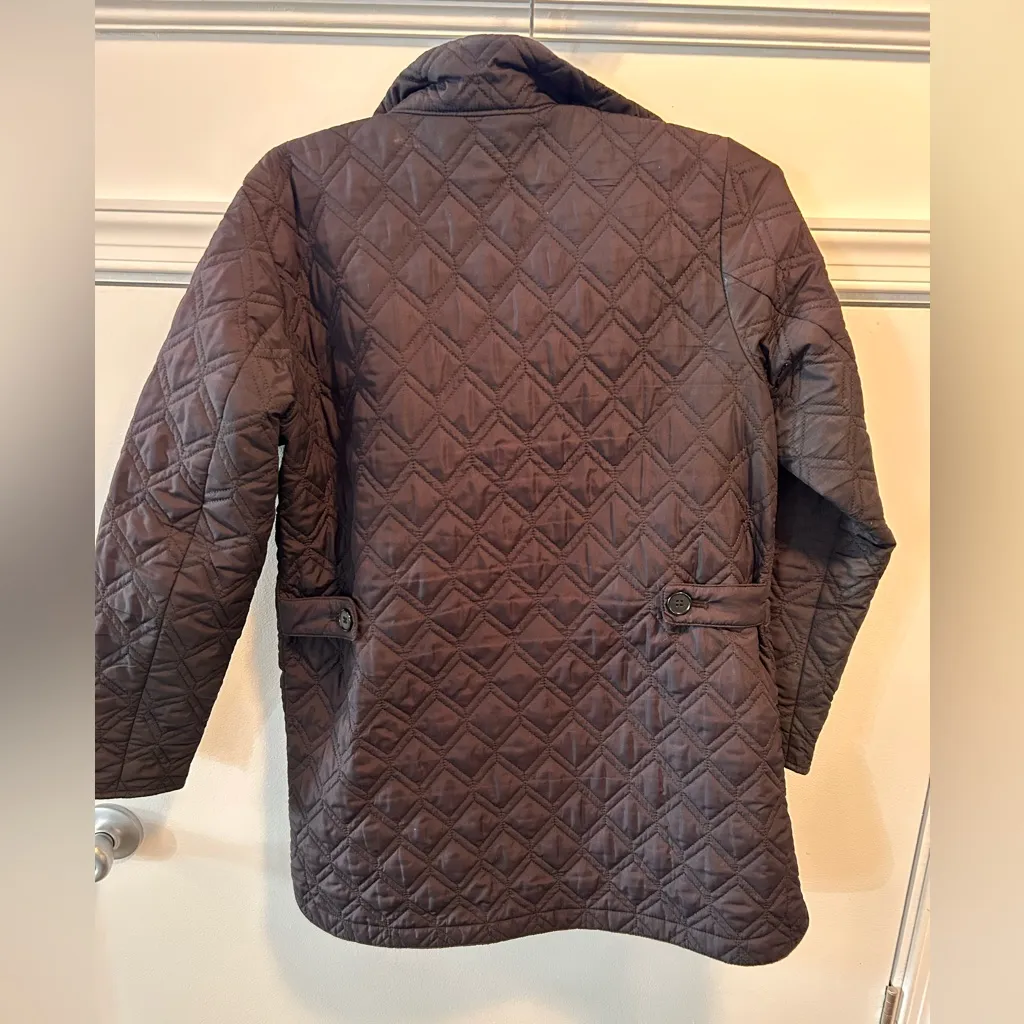 Lands' End Womens Diamond Quilted Primaloft Jacket XS P Button Black Lightweight - Image 6