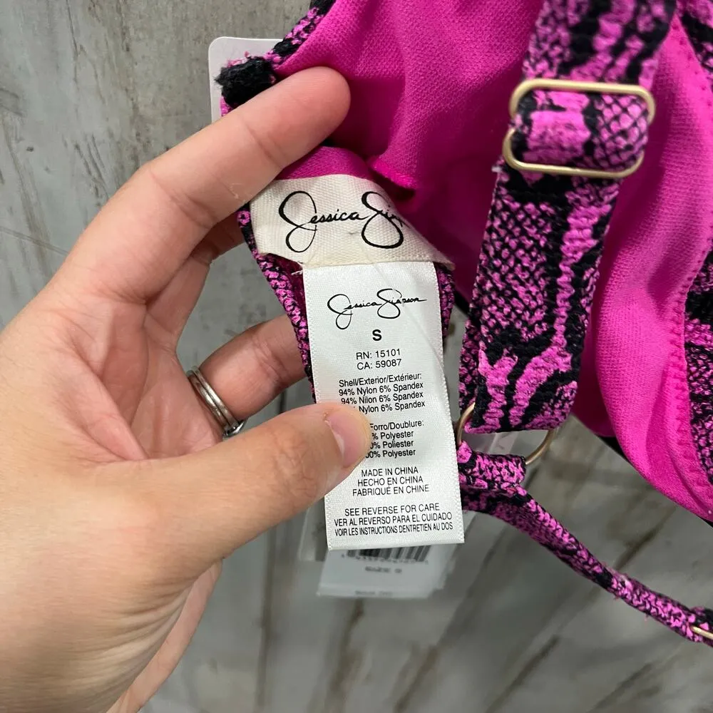 New! Jessica Simpson Pink Underwire Snakecharmer Bikini Top Womens Small - Image 5