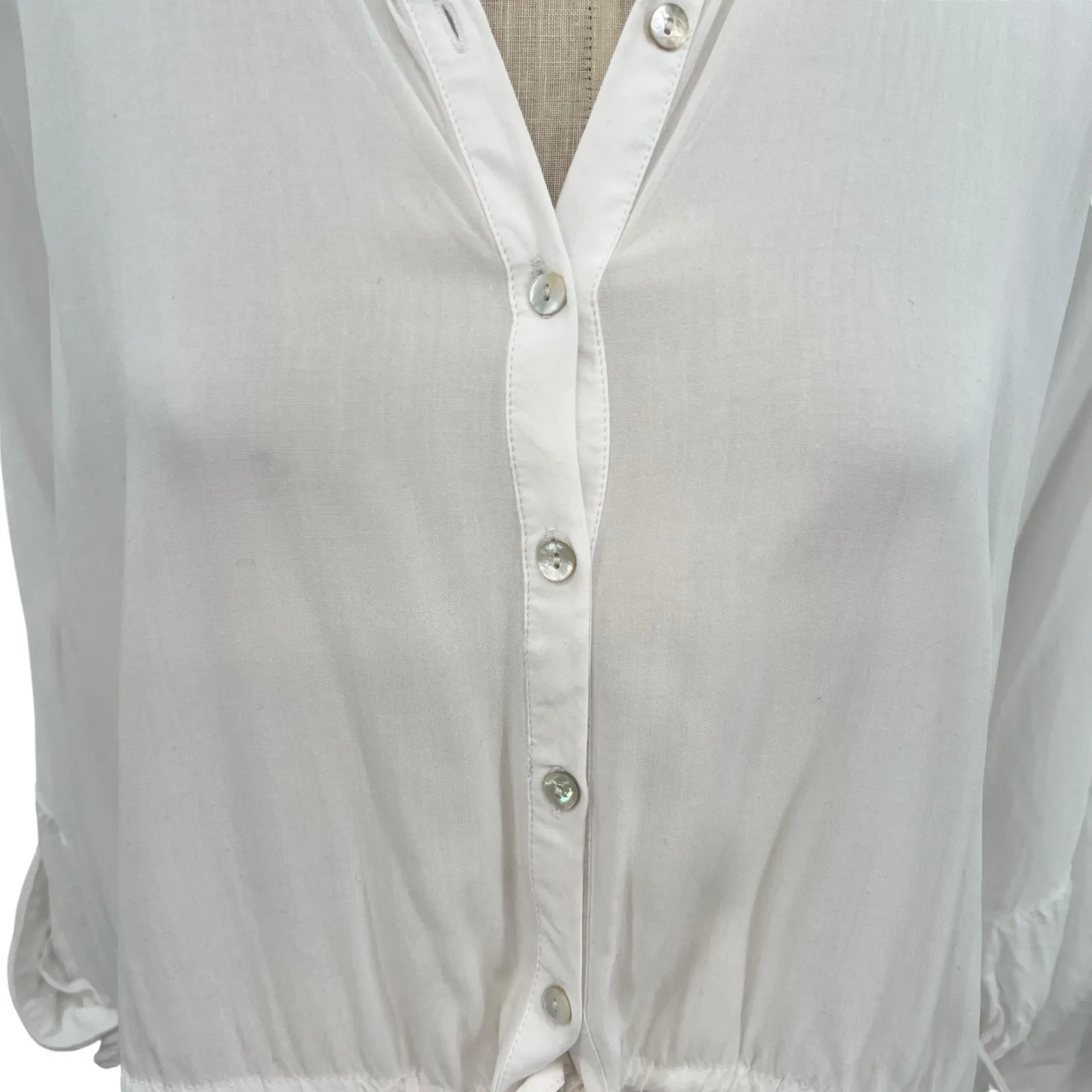 L*Space‎ Pacifica Tunic Button Down Shirt White Size Medium Large - Image 7