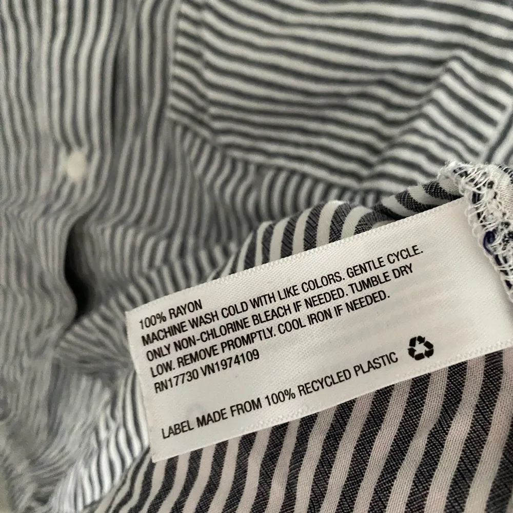 Women’s Wild Fable Classic Navy Blue and White Striped Long Sleeve Shirt - Image 4