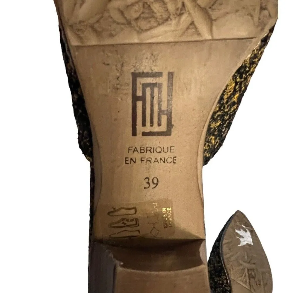 Sundance Women's Idalia Mules Black Gold Stacked Heel Slides Open Back Size 8 39 - Image 7