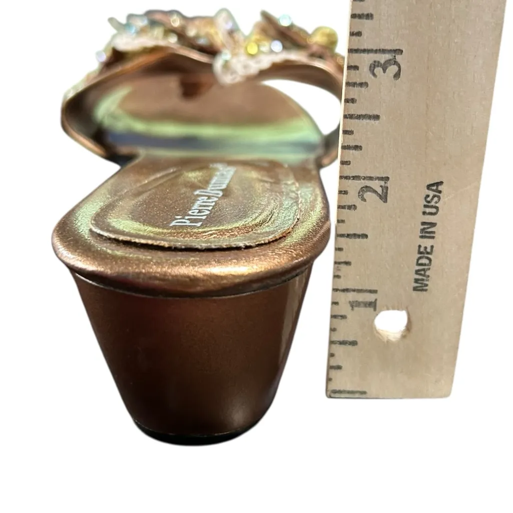 Y2K Pierre‎ Dumas Women’s Bonny Sandals Bronze Beaded Butterfly Slide Heels 8.5 - Image 7