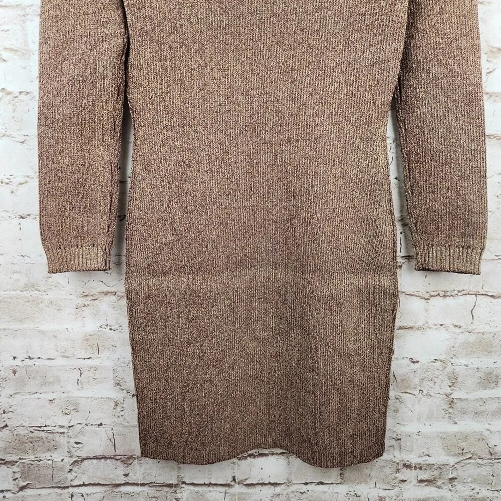 Retrofete Avenue Rib Knit Dress in Metallic Cognac Size XL Long Sleeve Mini NWOT - Image 10