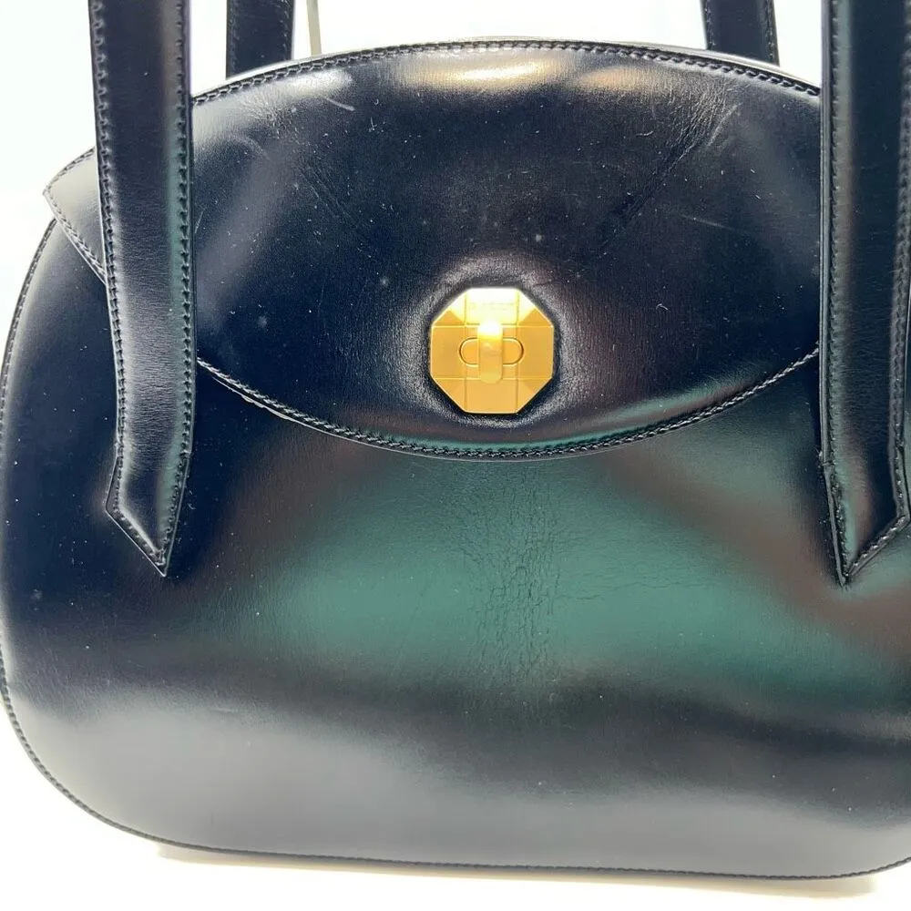 Bally Vintage Structured Lambskin Bag with Brushed Gold Turn Lock Closure - Image 14