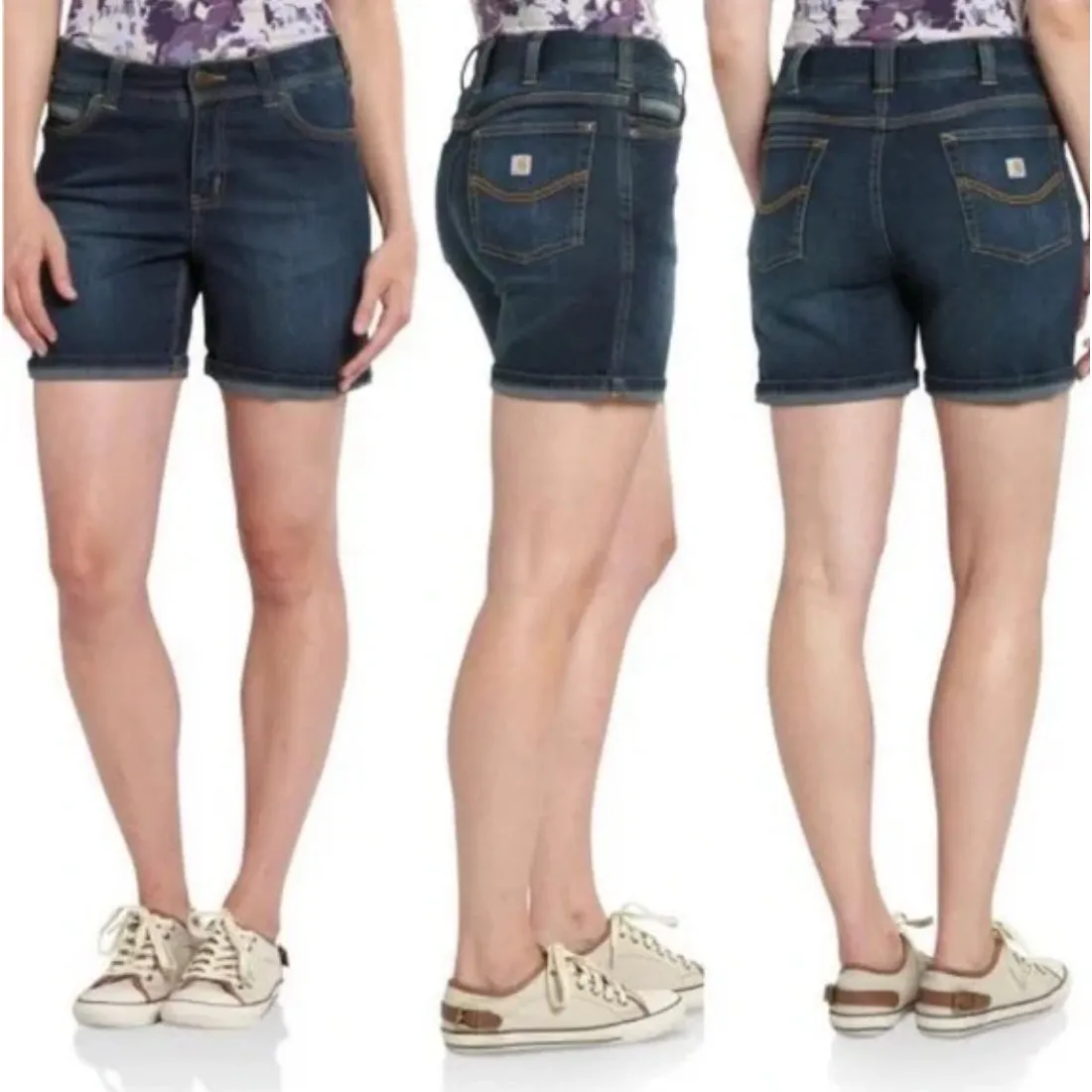 Carhartt Sibley Dark Blue Denim Womens Shorts 6 - Image 2