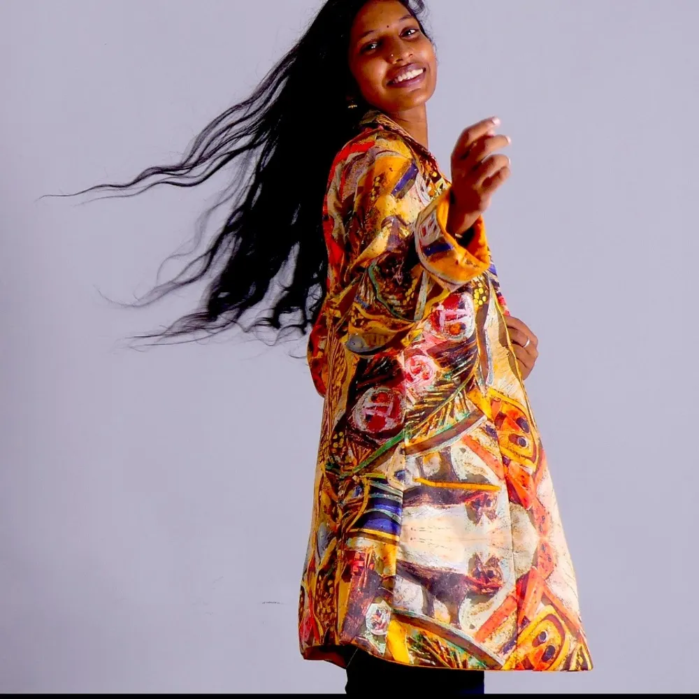 By Akka Creation Trench iacket Women's 3/quarter Unique size 40” M/L Orange - Image 4