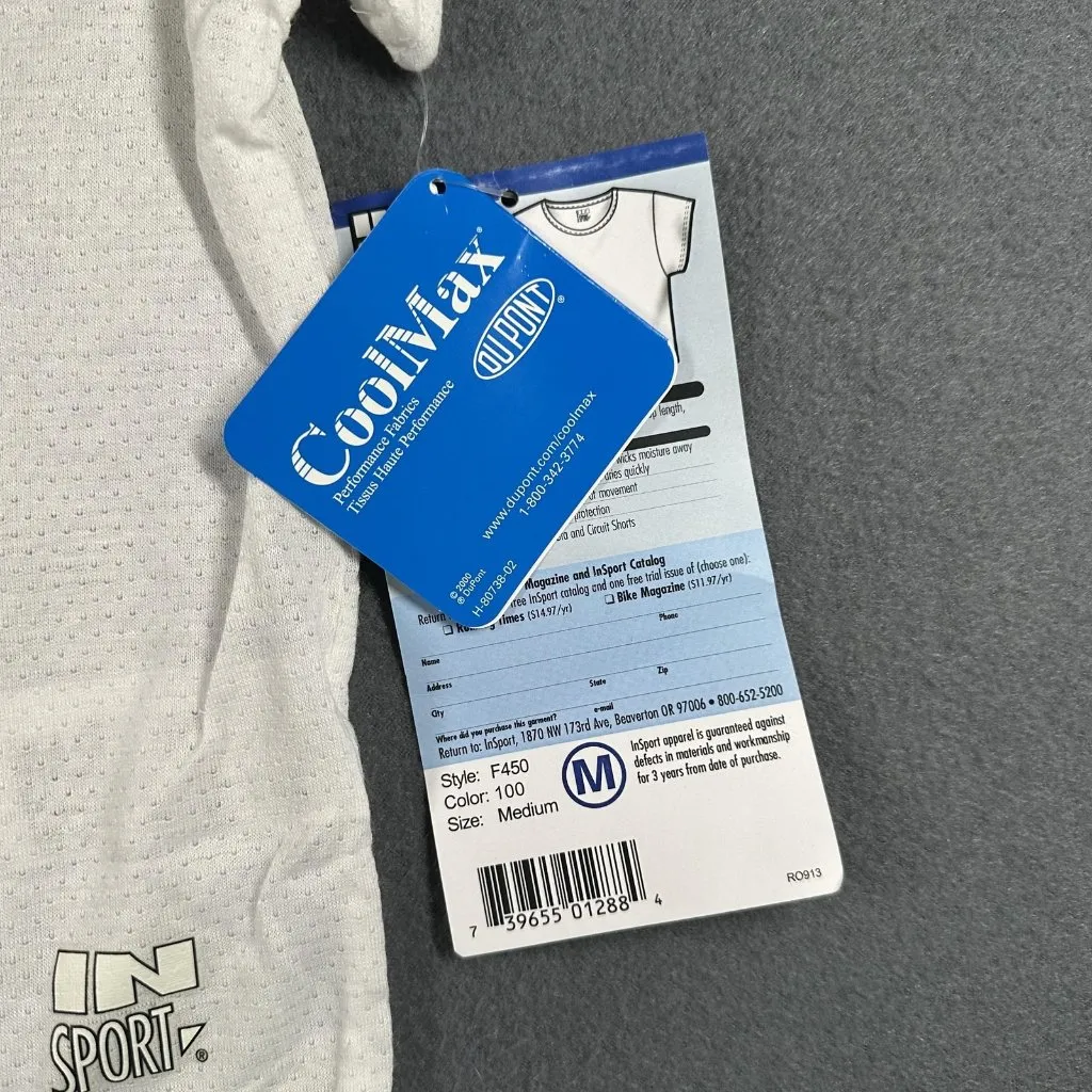 InSport Cooler Top Shirt Womens Medium White CoolMax Mesh Crop Cap Sleeve USA - Image 4