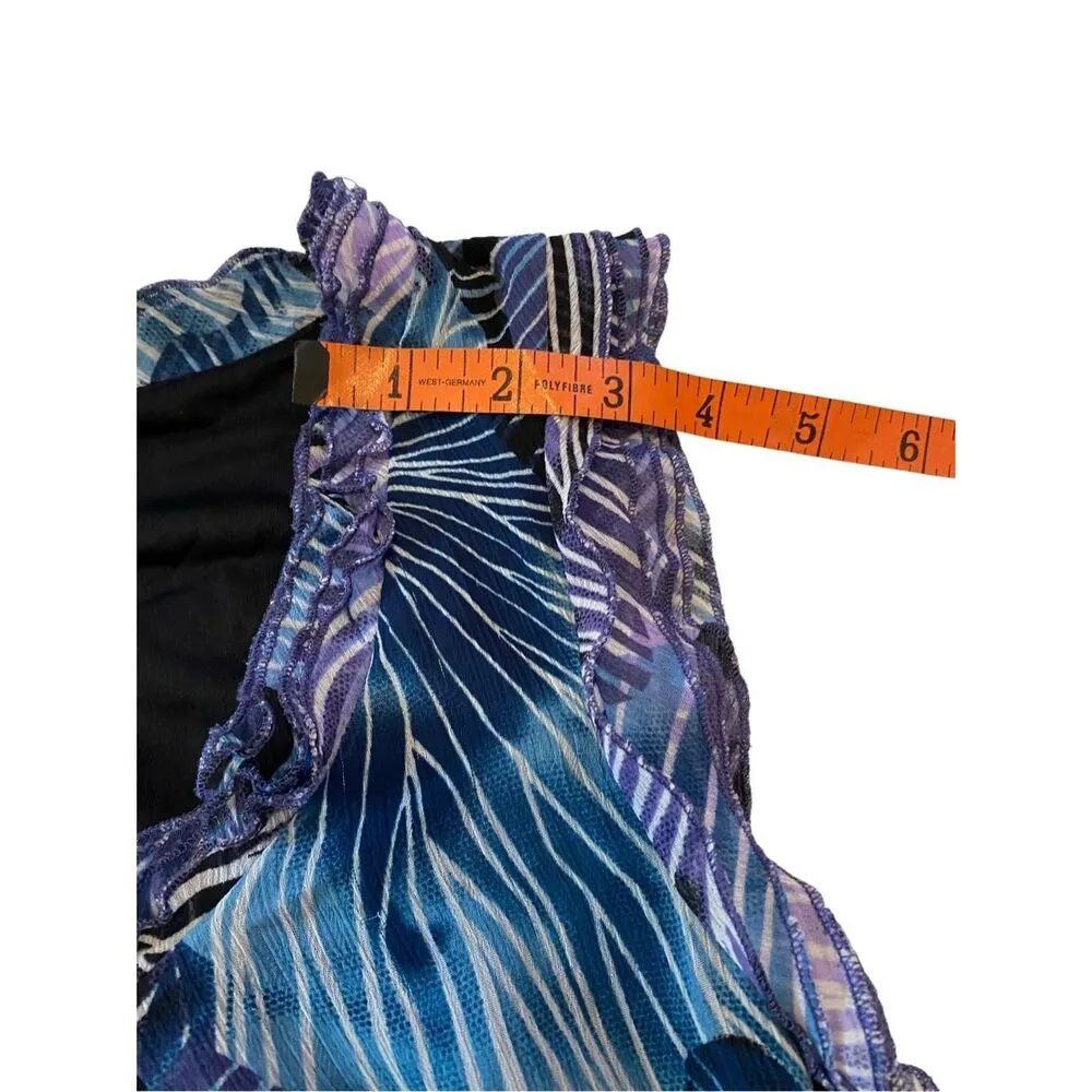 Floral Tank Top Ruffle Trim Beach Summer Vacation Coastal Coast Travel Flower Purple Size M - Image 11