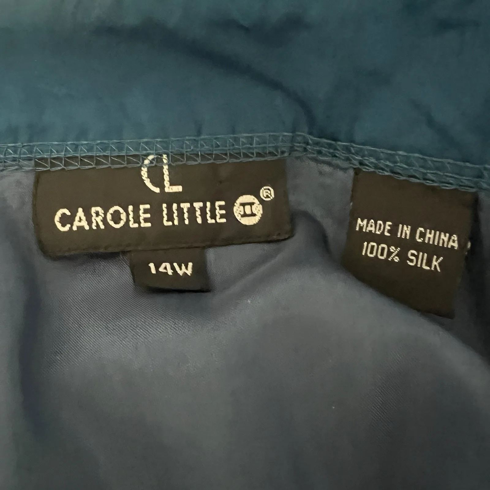 Carole Little Vintage 100% Silk Cardigan Style Sleep Shirt Blue Patchwork 14W Size undefined - Image 9