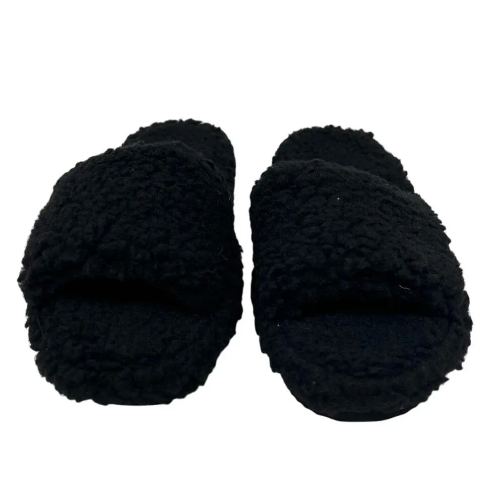 INC Dinnaa Black Sherpa Slide Slippers 6M - Image 5