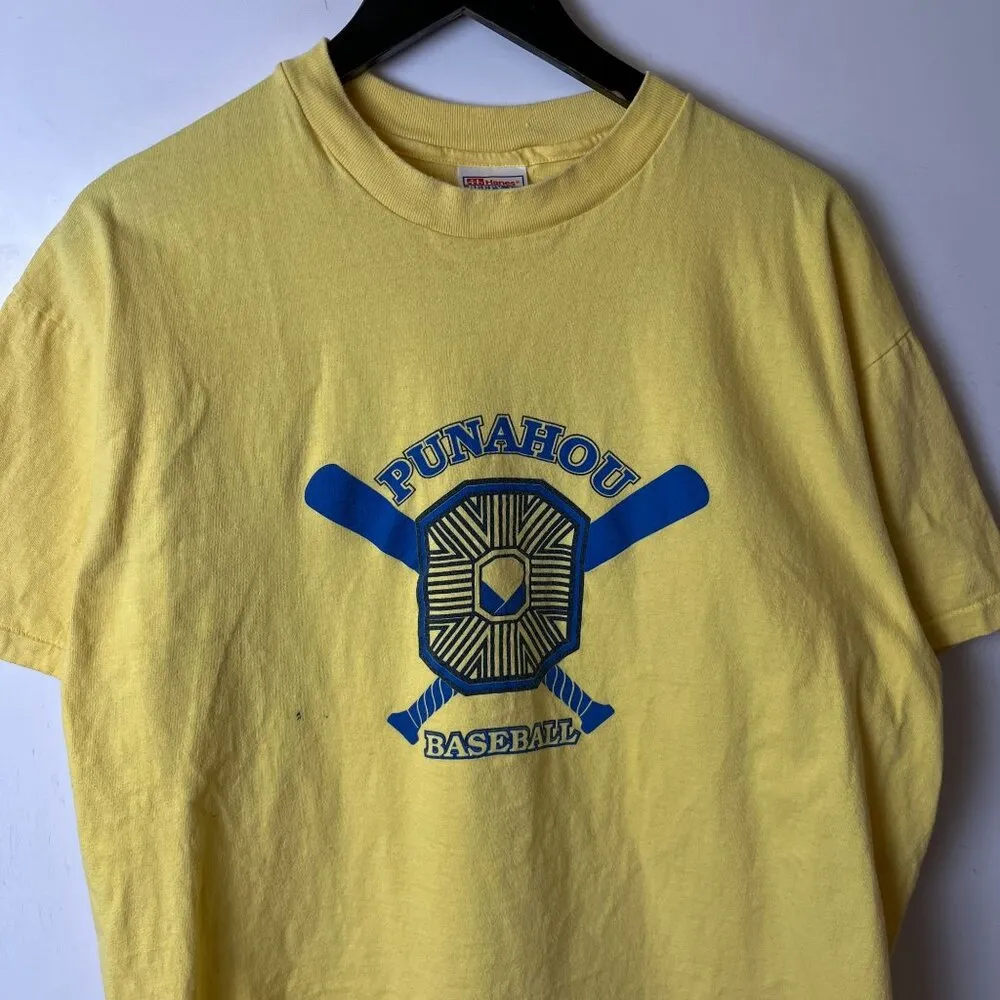 Punahou Baseball Large L T Shirt Vintage 90s Yellow Graphic Tee - Image 12