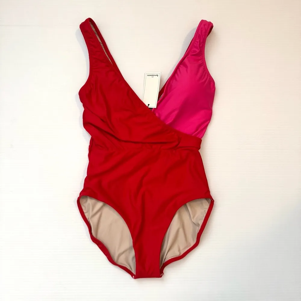 Hermoza Vera Colorblock One Piece Swimsuit in Pink / Poppyred Size 4 Red - Image 4