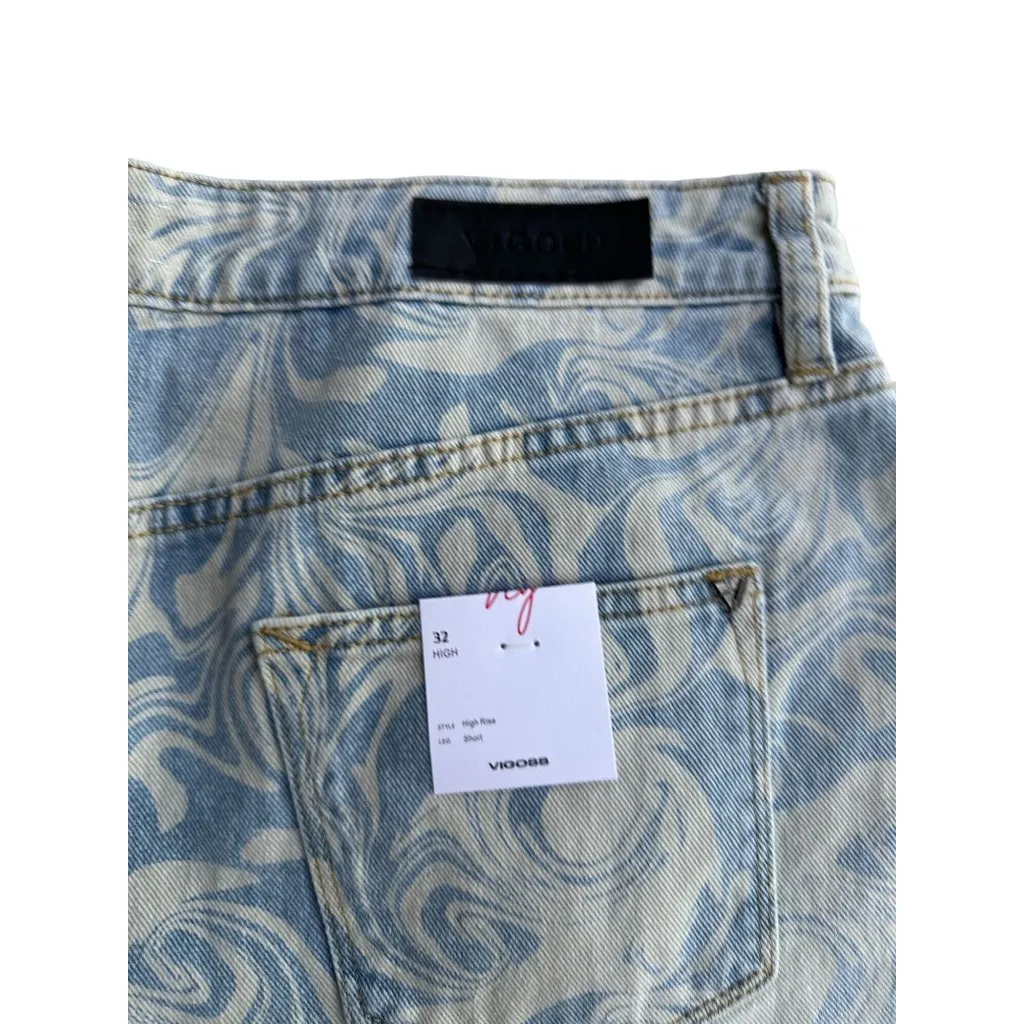 VIGOSS Women's Denim High Rise Swirl Jean Shorts Size 32 NEW - Image 6