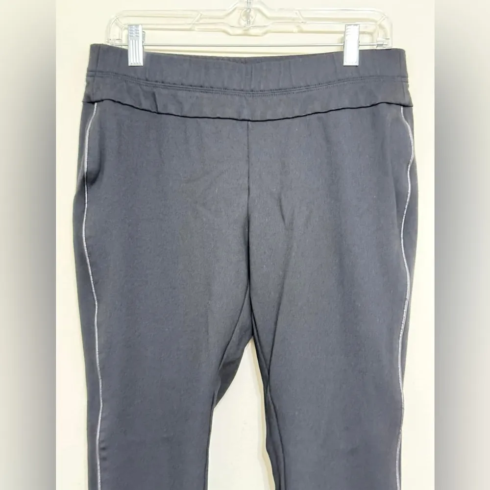 J. Jill Ponte Knit Leggings Black Pant Faux Leather Side Seam Pull On Size M P - Image 2