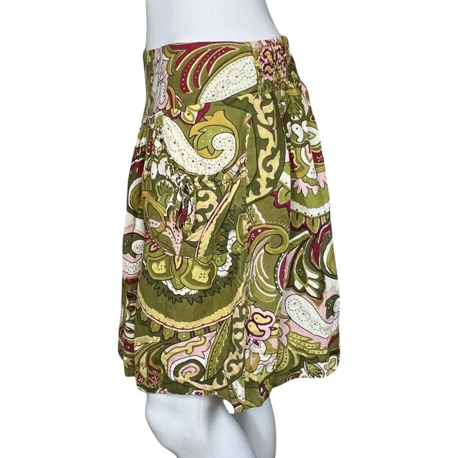 Willow & Clay Skirt Womens Medium Green Mini Pockets Casual Bohemian Peasant - Image 3
