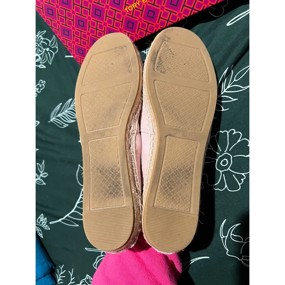 Tory Burch Benton Color Block Espadrille Pink/New Ivory Nappa Leather - Size 8.5 - Image 4