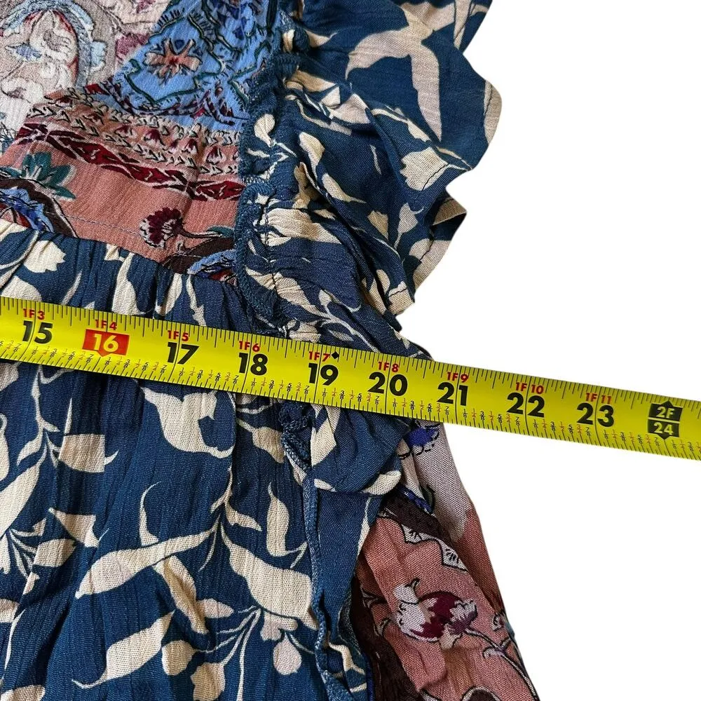 Easel Blue Multicolor Floral Bohemian Top Women Basic Blouse Small NWT | 70-40 - Image 5