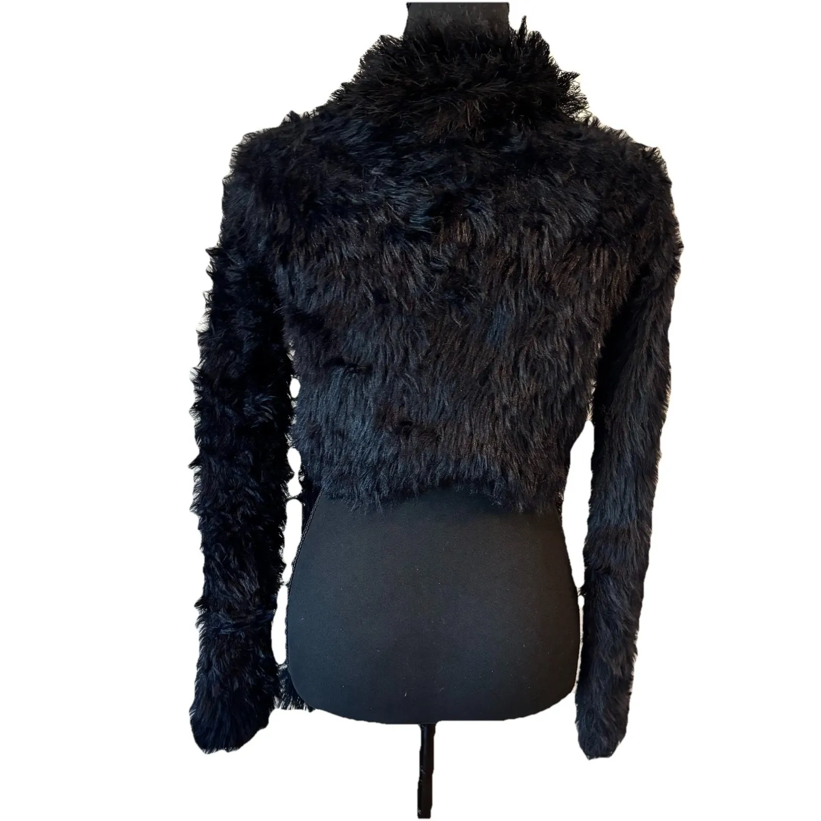 Forever 21 Size Small Black Faux Fur Cropped Sweater Cozy Plush Top + Free Scarf - Image 6