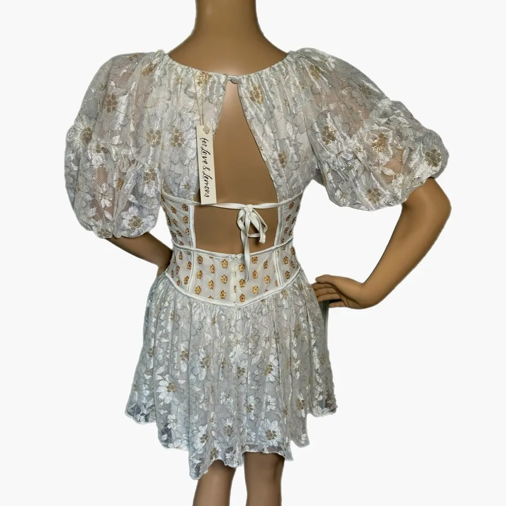 NWT $270 FOR LOVE & LEMONS Lupita Mini Dress Sz Small Lace Short Sleeve - Image 9