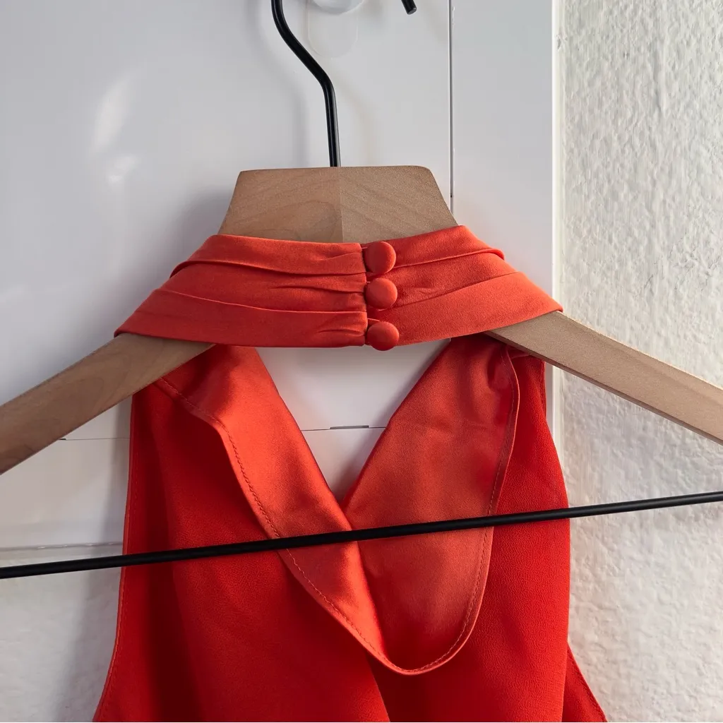 NWT Reformation Sera Silk Two Piece in Red Coral Sz 8 - Image 8