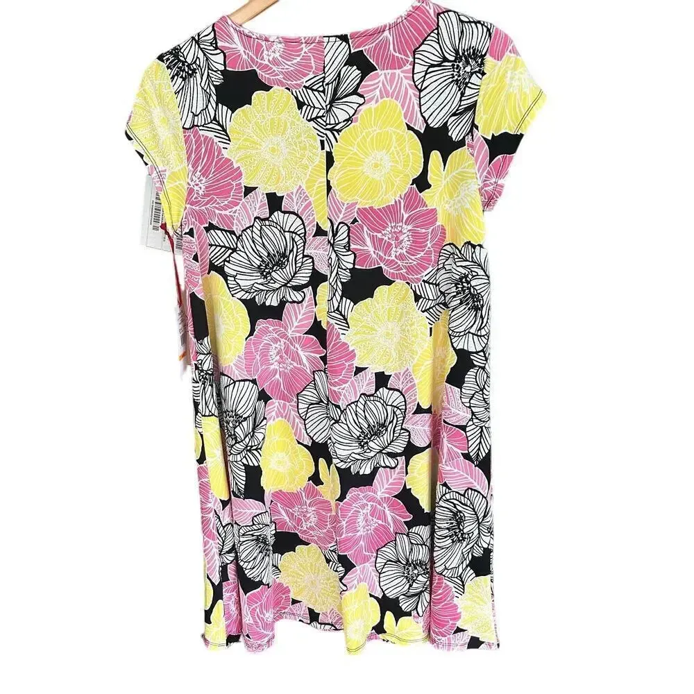 Ruby Rd‎ NWT Floral Shift Dress Womens Small Short Sleeve Casual Chic Pink - Image 4