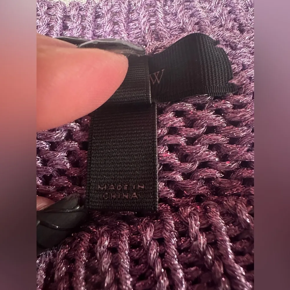 EUC J. Crew Purple Sparkle Metallic Crew Neck Sweater long sleeve longer back - Image 5