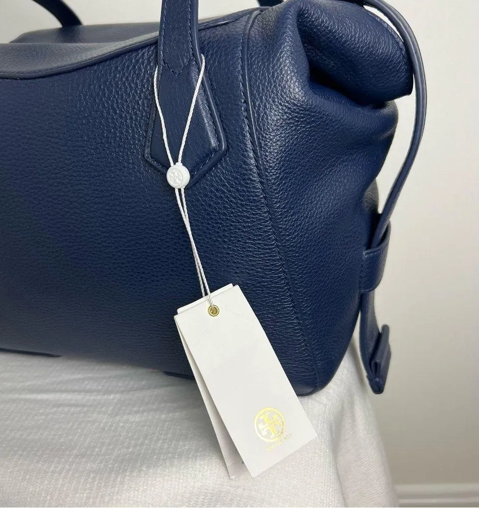 Tory Burch Blue Perry Balloon Stripe Satchel Leather Bag NEW Multicolor - Image 10