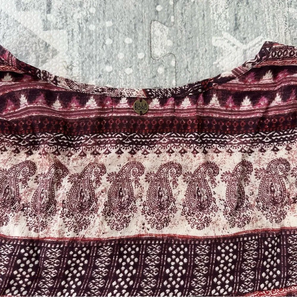 Billabong Sz XS Take Me Away Dress in Pinot Maroon Boho Longsleeve Paisley Dress - Image 9