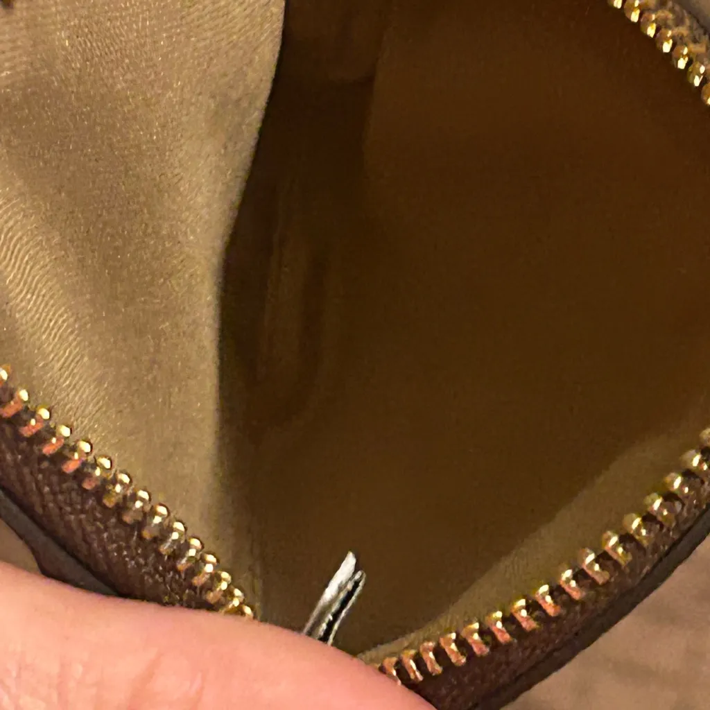 Coach Signature Canvas Circular Coin Pouch bag charm in the color khaki brown - Image 8