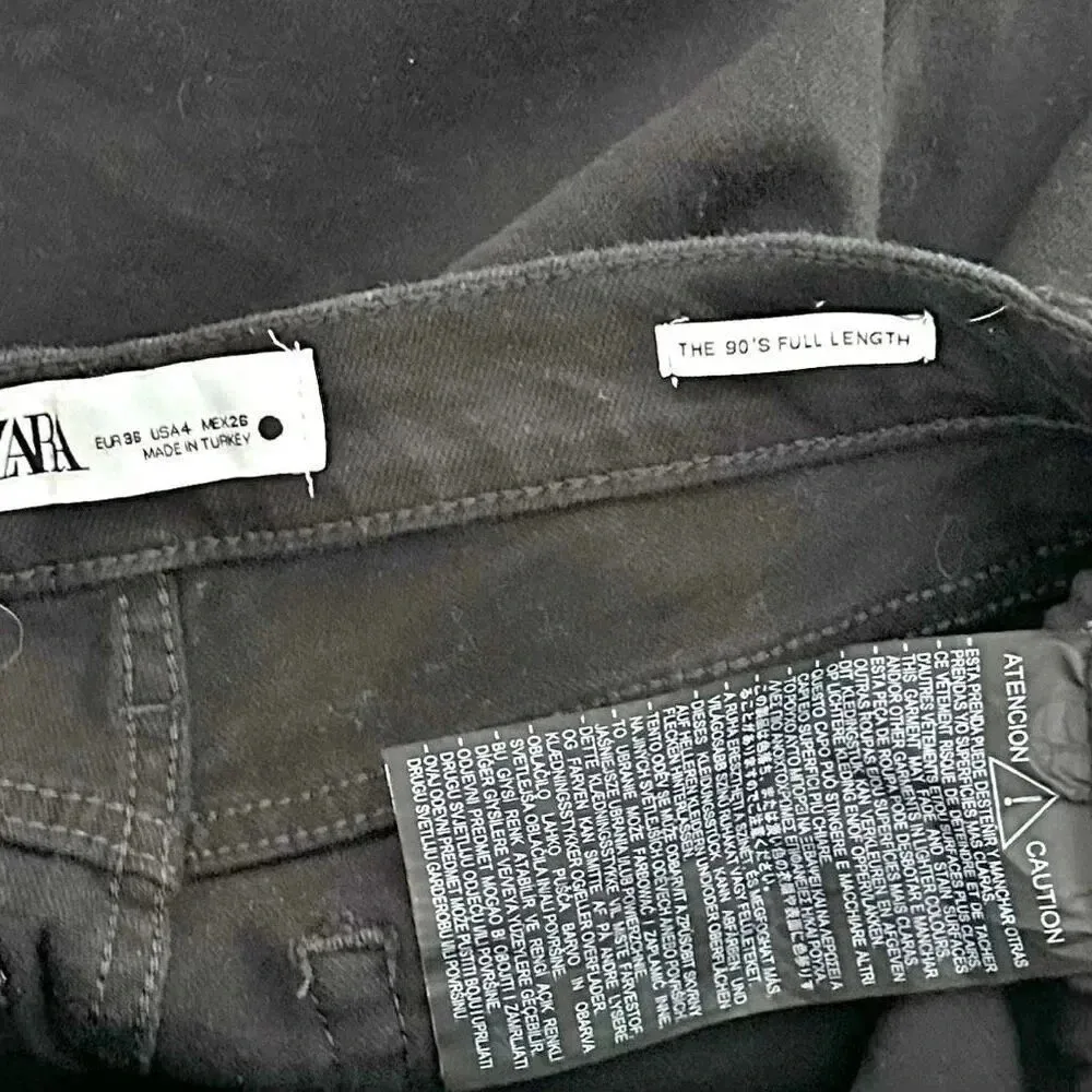 ZARA | Deep Black "The 90s Full Length" Straight Leg High Rise | Size 4 - Image 8