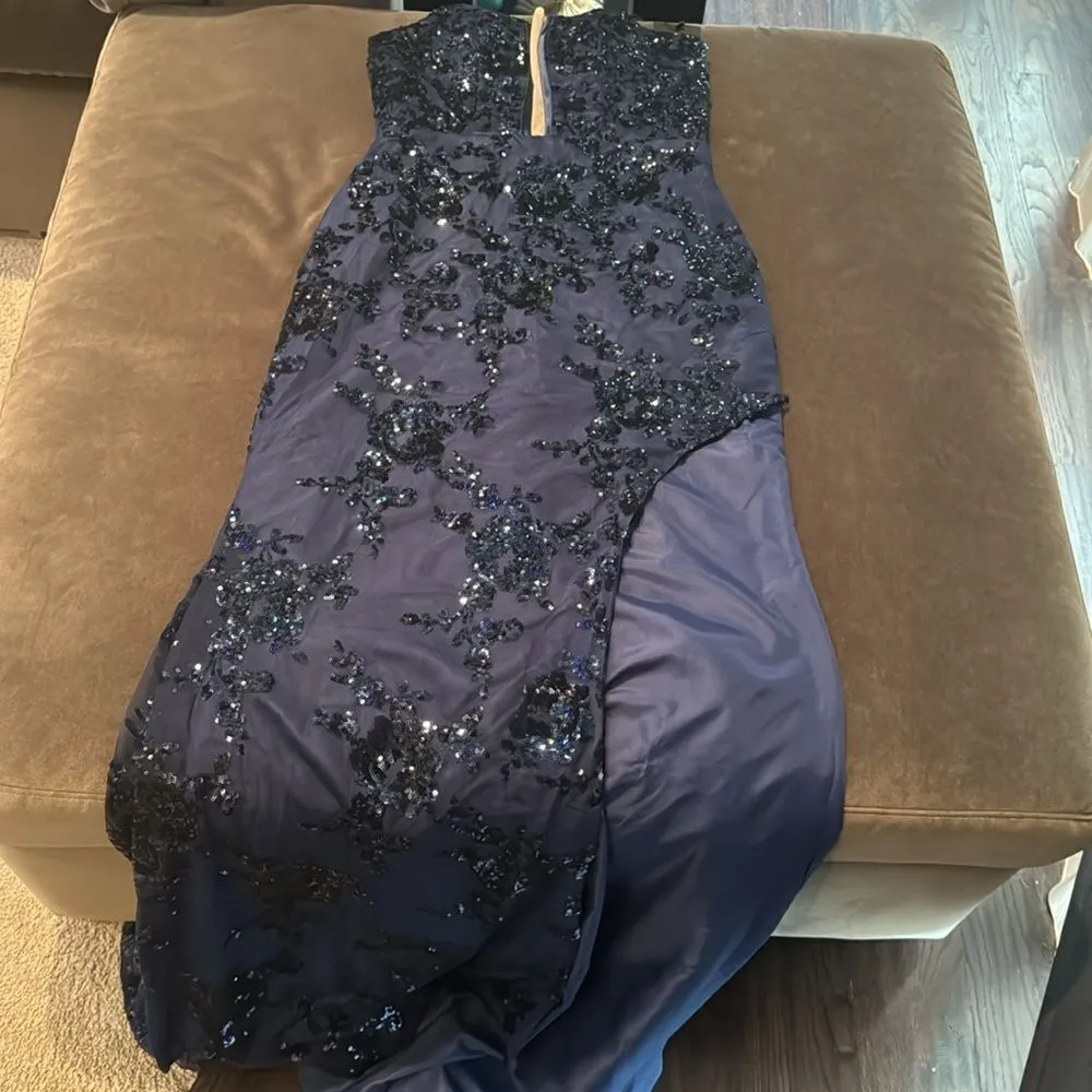 Women’s Blue Mermaid Fit Prom Dress Sparkly Sequins Lace Up Back Size 6 NWT - Image 11