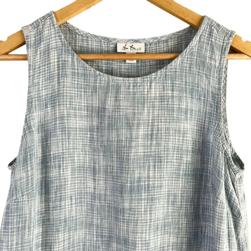 J.Jill Pure Jill Linen Sleeveless Tunic Top‎ Wrap Front in Blue White, XS Petite - Image 3