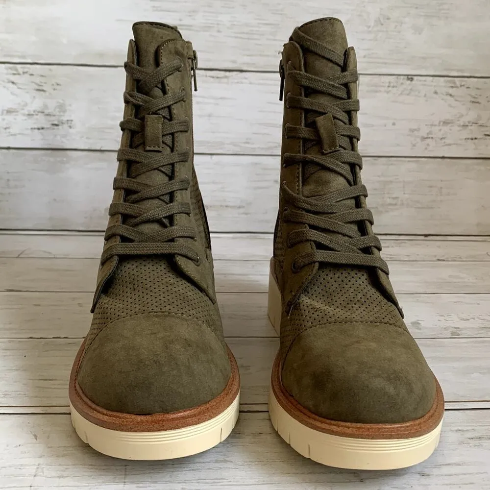 NWT MIA Women's Havenn Lace-Up Chunky Sole Booties in Olive Green - Image 3