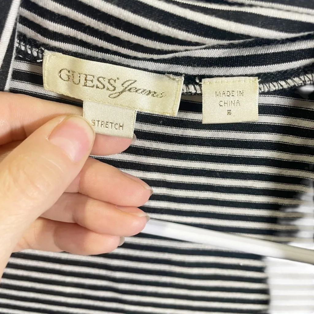 Y2K Vintage Guess Jeans Womens Striped & Black Contrast Dress Size S - Image 4