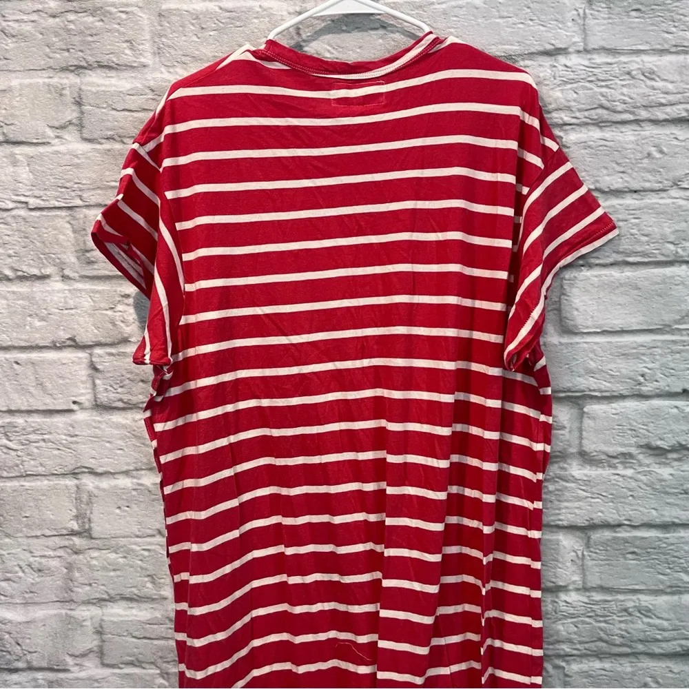 NWT The GREAT. Size 1/S Button Side Dress Cardinal Stripe oversized t - Image 6