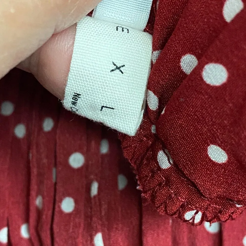 Exlura Midi Skirt High Waist Swing Pleated Red Polka Dot Women's Sz 2XL - Image 7