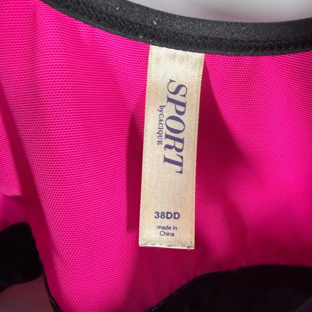 Sport by Cacique Women neon pink black sport bra size 38DD - Image 4