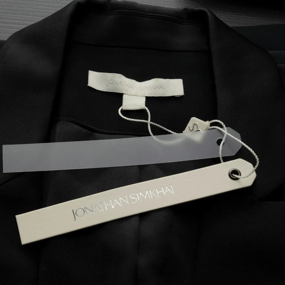 Jonathan Simkhai Satin‑Trim Ruched Crepe Jacket | Designer Blazer Size 0 Black - Image 10