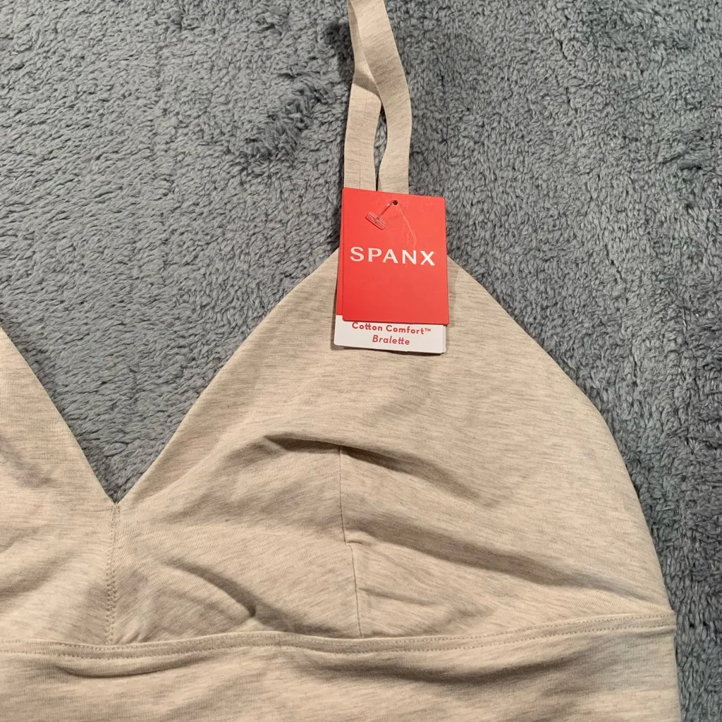 Spanx cotton comfort bralette XL Heather oatmeal NWT - Image 3