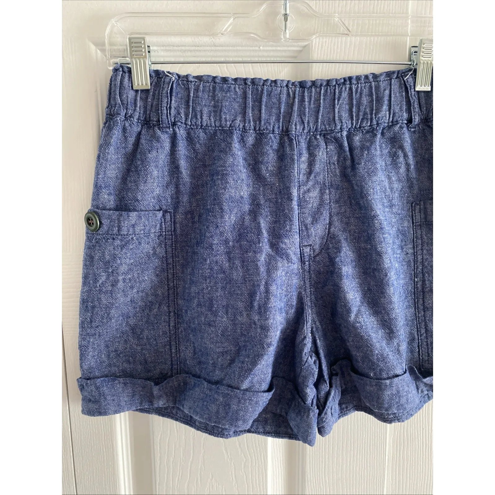 Hei Hei Womens Anthropologie XS Blue Chambray Shorts Linen Blend - Image 2
