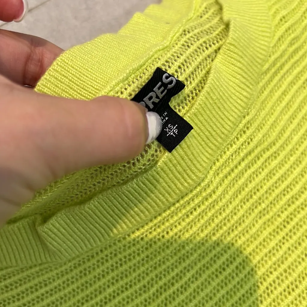 Express XS Lime green Dolman sleeve knitted sweater 3/4 sleeve top stretch loose - Image 5