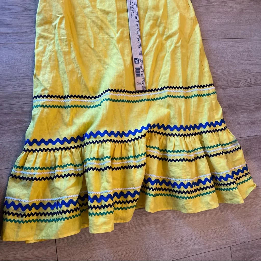 Lisa Marie Fernandez Yellow Linen Ric Rac Sleeveless Maxi Dress Size 1 (2) - Image 7