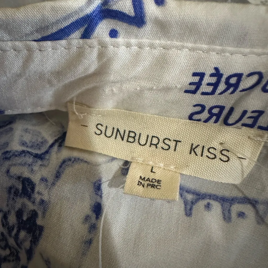 Sunburst Kiss Nautical Print Button Down Shirt NWT Blue - Image 8