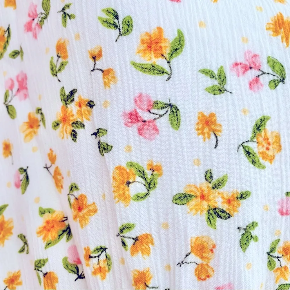 Reborn J White Pink & Yellow Floral Print Pleated Dress. Size 1X - Image 6