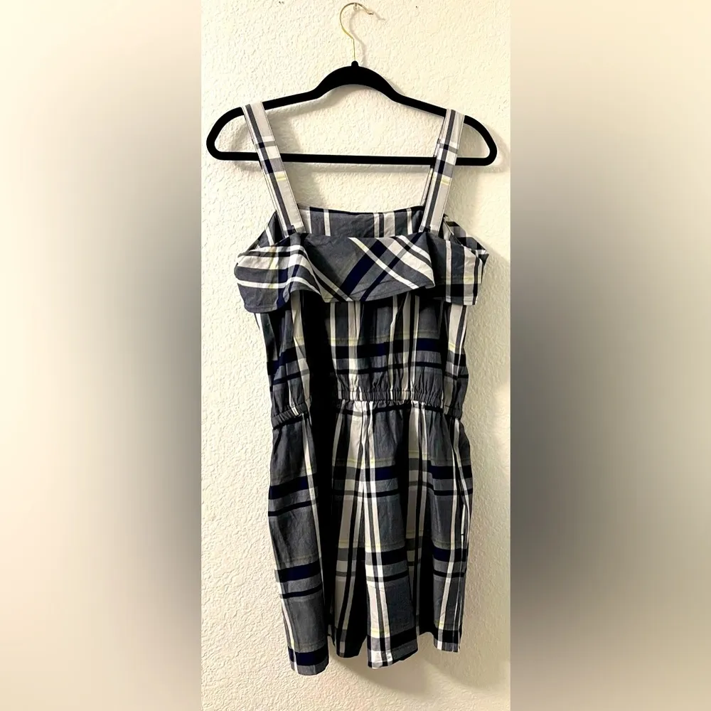 Banana Republic Blue White Plaid Romper - Image 2