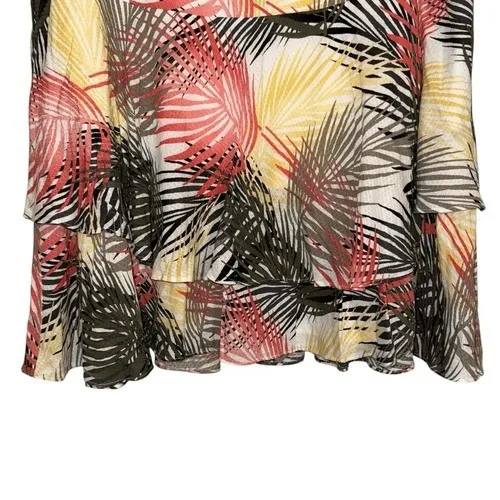 WHITE HOUSE BLACK MARKET Soft Tiered‎ Palm Print Flowy Skater Skirt EUC Size 10 - Image 3