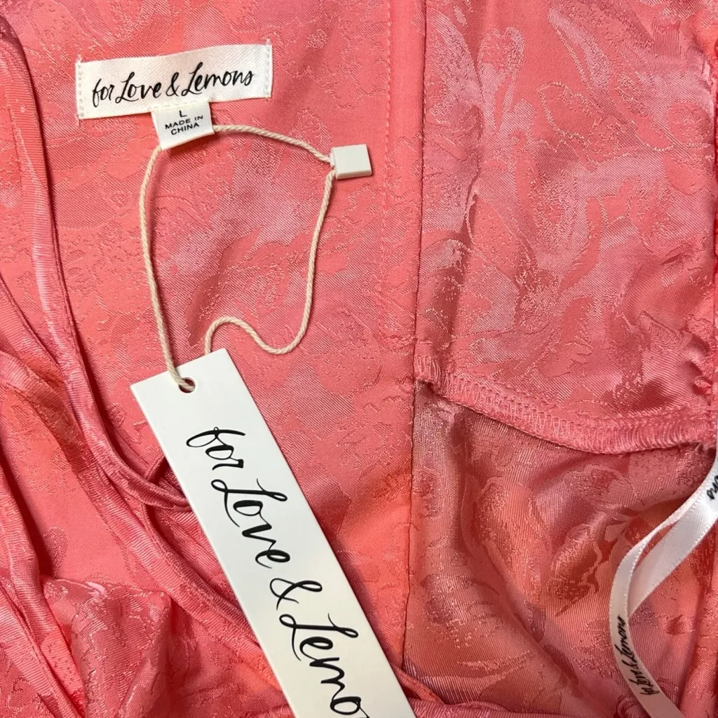 For Love & Lemons Dress Gabrielle Mini Pink Damask Women’s Size Large - Image 10