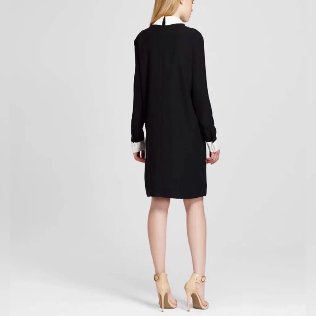 Victoria Beckham Target minimalist shift dress bunny collar grunge retro emo XS Black - Image 2
